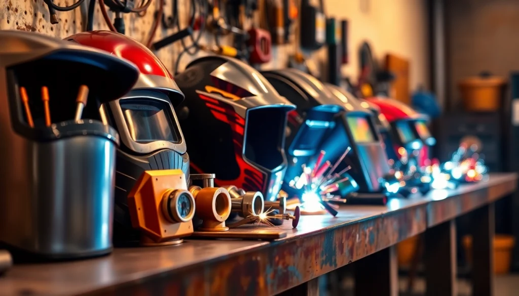 Browse high-quality welding supplies including helmets, tools, and safety gear on display.