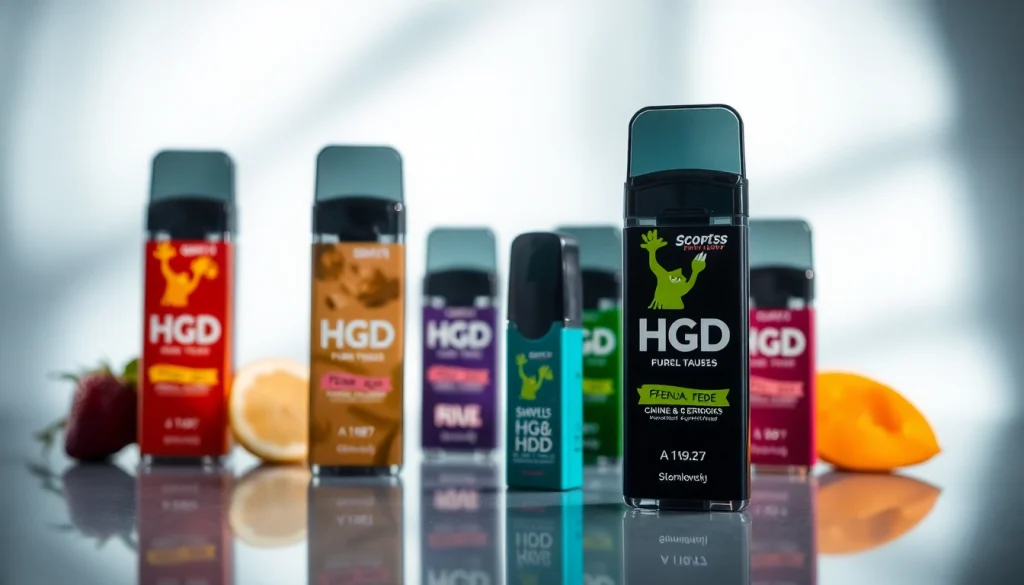 Showcase HQD Pods in diverse flavors arranged artistically for an enticing vaping experience.