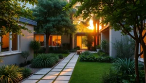 Experience the tranquility of Margaret Drive Residence with its lush courtyard and modern architecture.