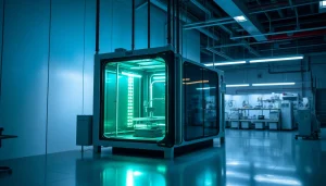 Power Supply Manufacturer showcasing advanced energy solutions in a high-tech environment.