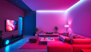 Showcasing the best smart home gadgets in a stylish living room setting, highlighting innovation and design.