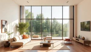 Showcasing a modern sliding partition wall that enhances the space's flexibility and aesthetics.