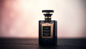 Billie Eilish perfume bottle exuding elegance with a soft glow and golden accents.