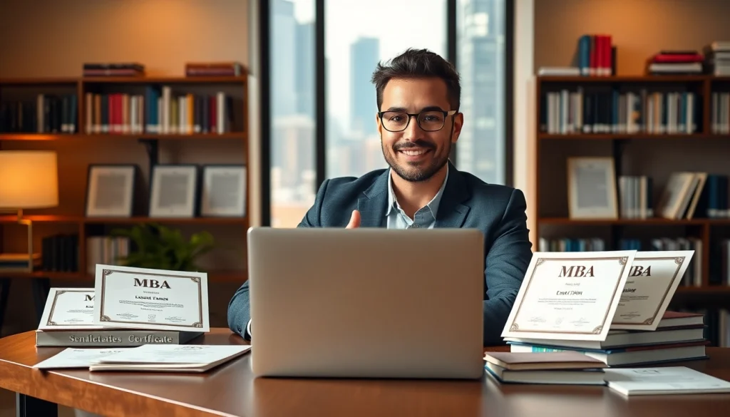 Learn how to buy MBA degree amidst a professional setting showcasing ambition and achievement.