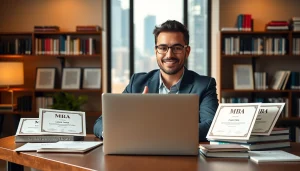 Learn how to buy MBA degree amidst a professional setting showcasing ambition and achievement.