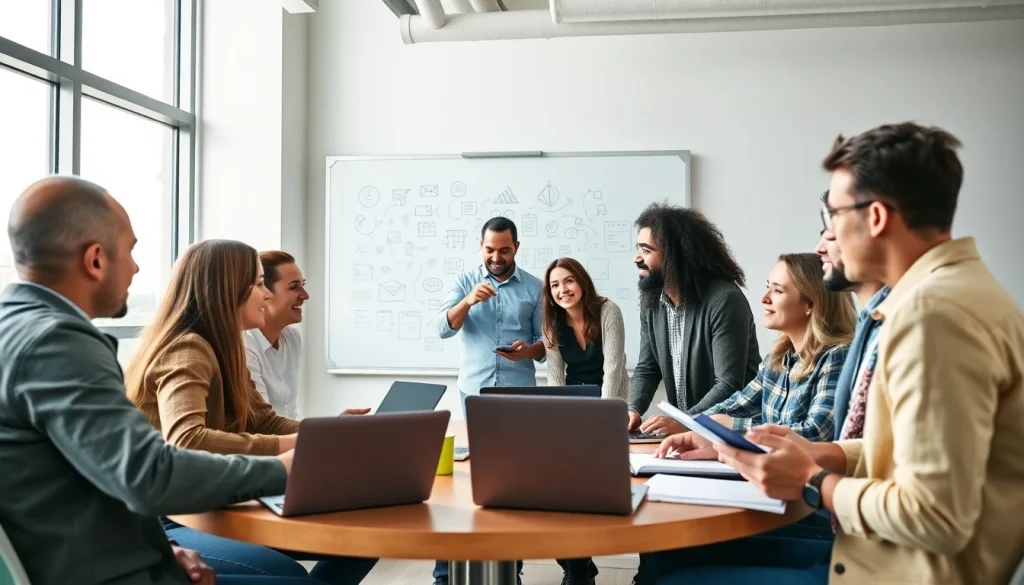 Creative collaboration in a content agency showcasing teamwork and innovative brainstorming.