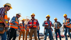 Members of the Southern California Contractors Association working together on a construction site, showcasing teamwork.