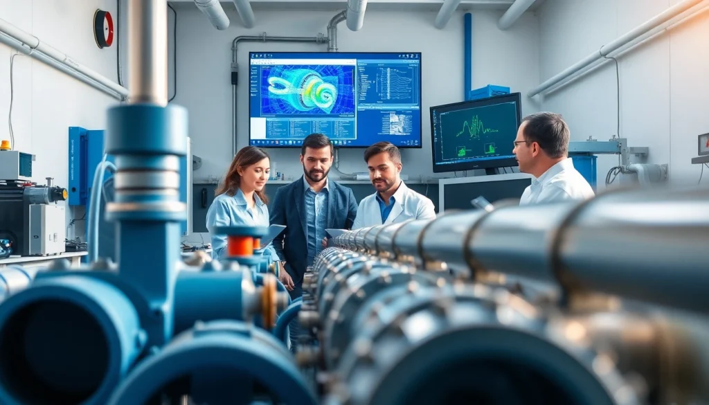 Expert pipe stress Company analyzing advanced engineering solutions in a modern lab setting
