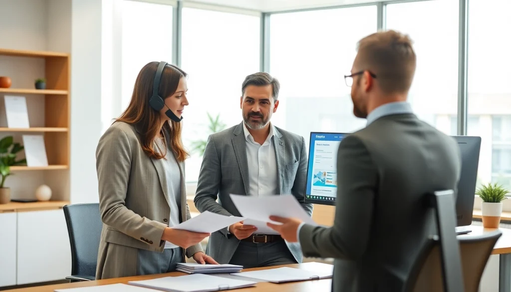 Enregistrer une société au Luxembourg avec des entrepreneurs discutant des détails d'inscription.