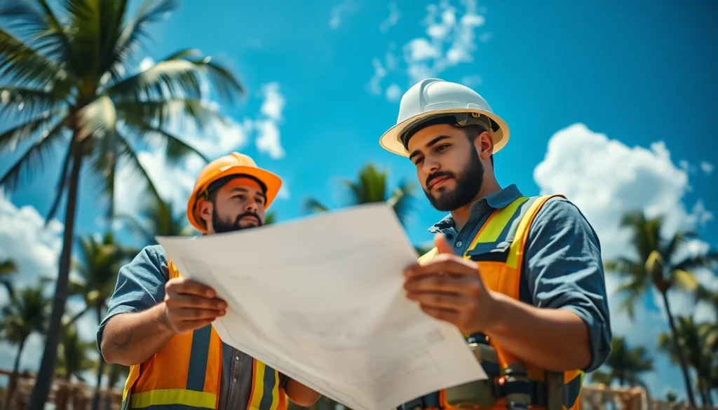 Skilled electrician apprenticeship in Hawaii focuses on wiring installation at a tropical construction site.
