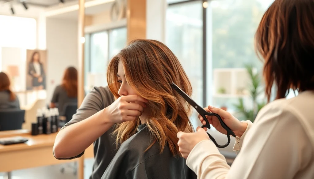 Transforming fine hair through stylish haircuts for fine hair in a bright salon.