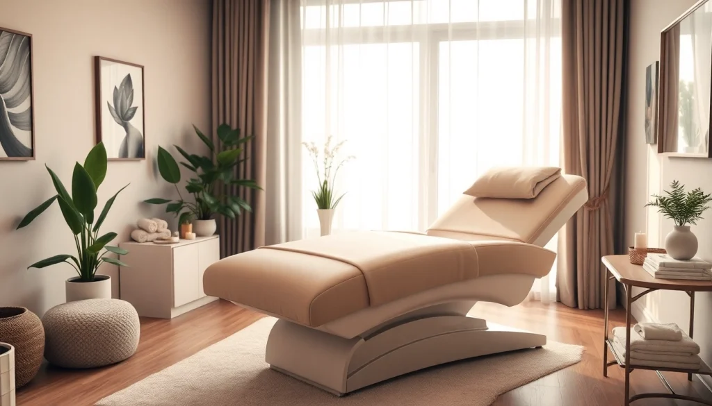Elegante kosmetik liege in einem professionellen Behandlungsraum für Beautyanwendungen.