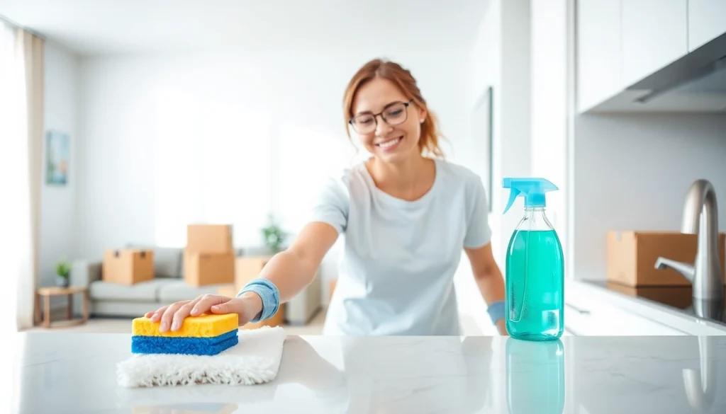 Engaging Move Out Cleaning Camarillo service showcasing a cleaner revitalizing an apartment.