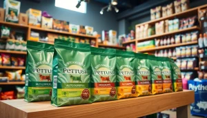 Browse premium cat food North Vancouver selections in a vibrant pet store setting.