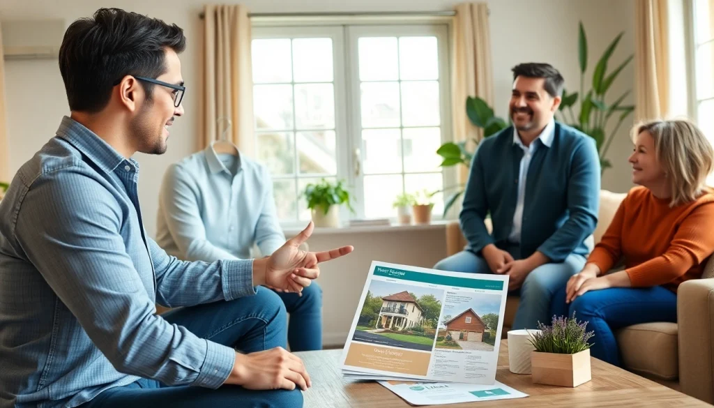 Homeowners discussing how to sell my house no realtor Little Rock, ar with a real estate agent.