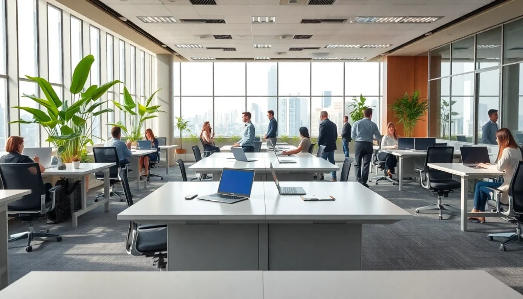 Modern office space for rent in Bangalore showcasing a vibrant coworking environment.