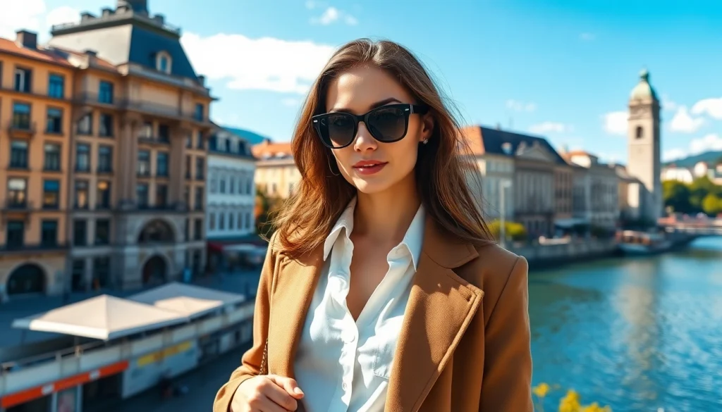 Professionelles Model in Zürich, das den urbanen Charme und Stil verkörpert.