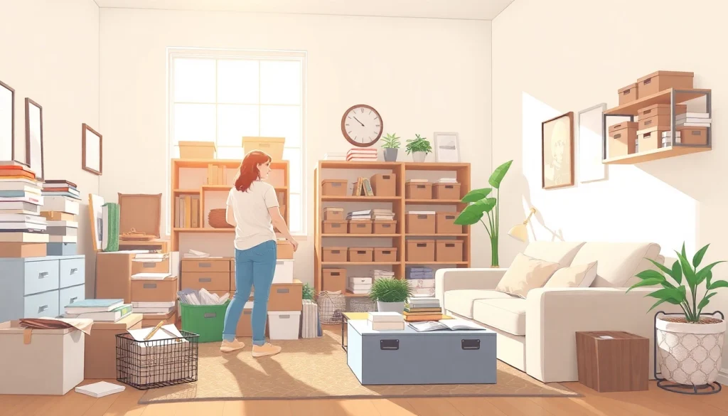 House organizer Johns Creek effectively organizes a cluttered living room with stylish storage solutions.