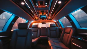 Experience exceptional car service in Atlanta with a luxurious limousine showcasing plush interiors.