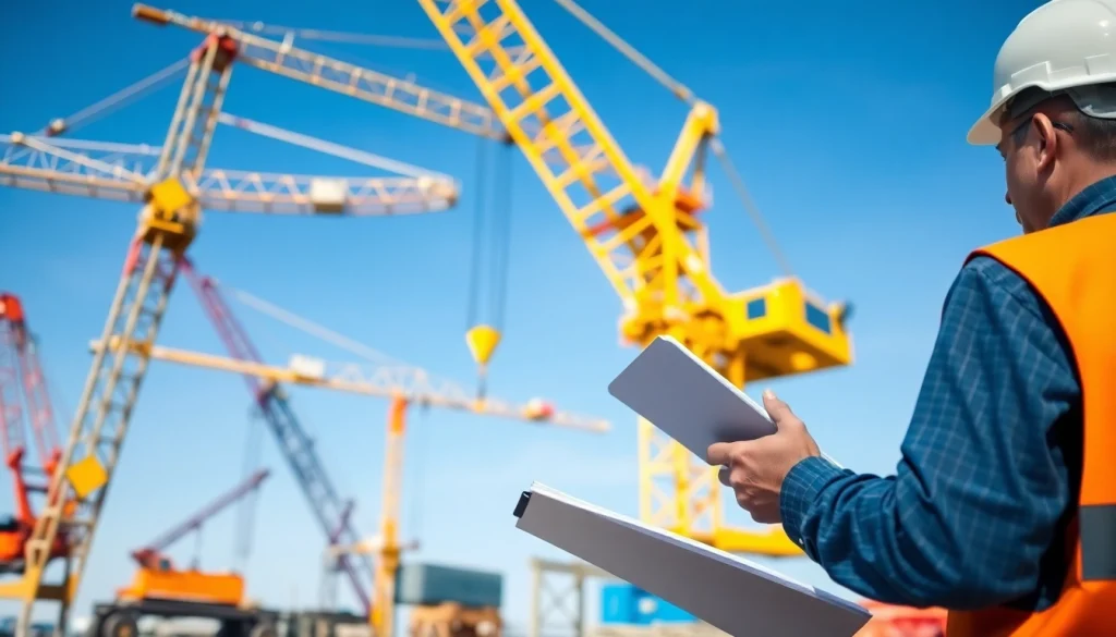 Inspecting NVQ Level 4 Crane supervisor answers at a construction site with safety checks.