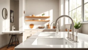 Enhance your home with American Standard’s elegant bathroom and kitchen fixtures showcased stylishly.
