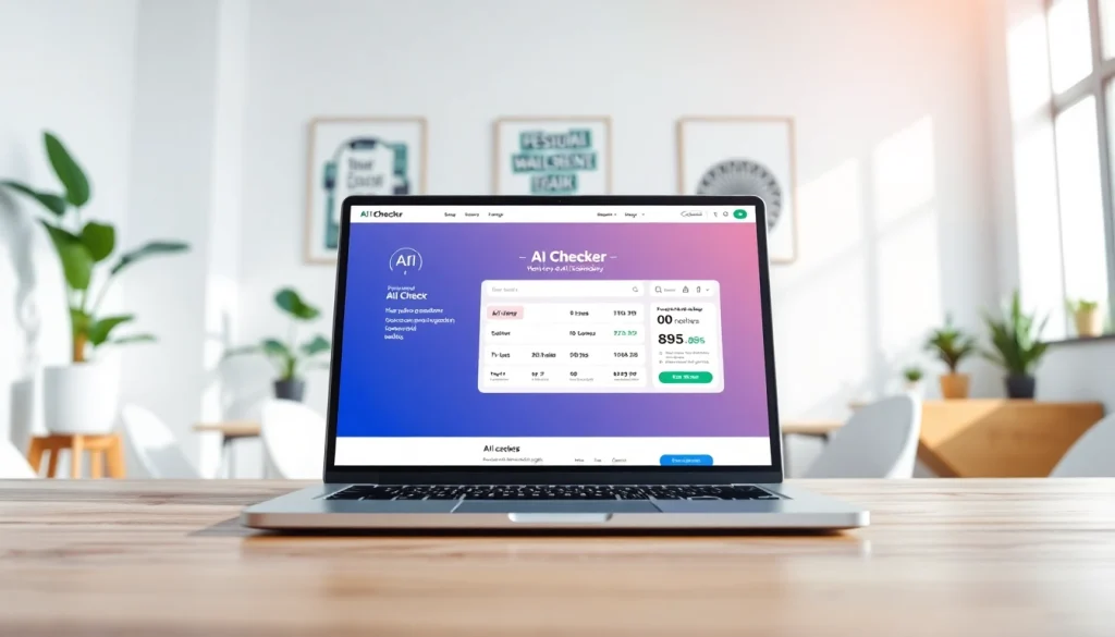 Analyze text for AI generation with an innovative ai checker tool on a sleek laptop.
