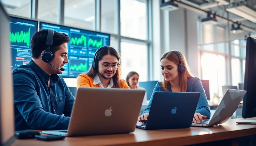 Calgary IT support team collaborating in a vibrant, modern office.