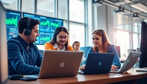 Calgary IT support team collaborating in a vibrant, modern office.