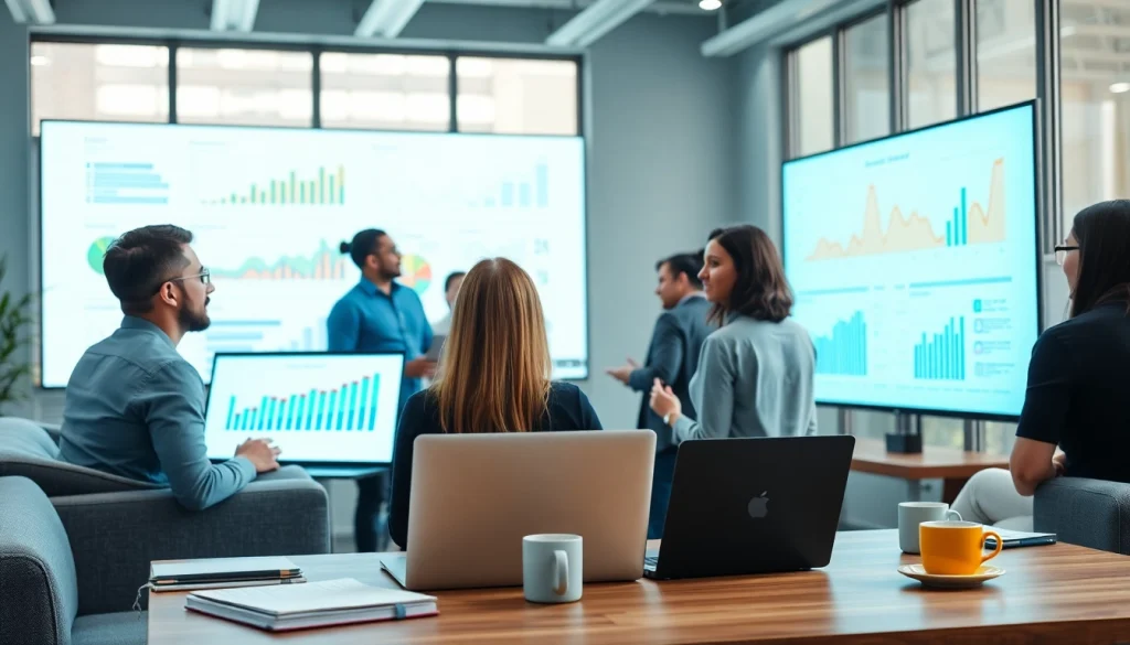 Analyze digital marketing strategies at https://cedric-riley.metadesigndemos.com with a professional team in a modern office.