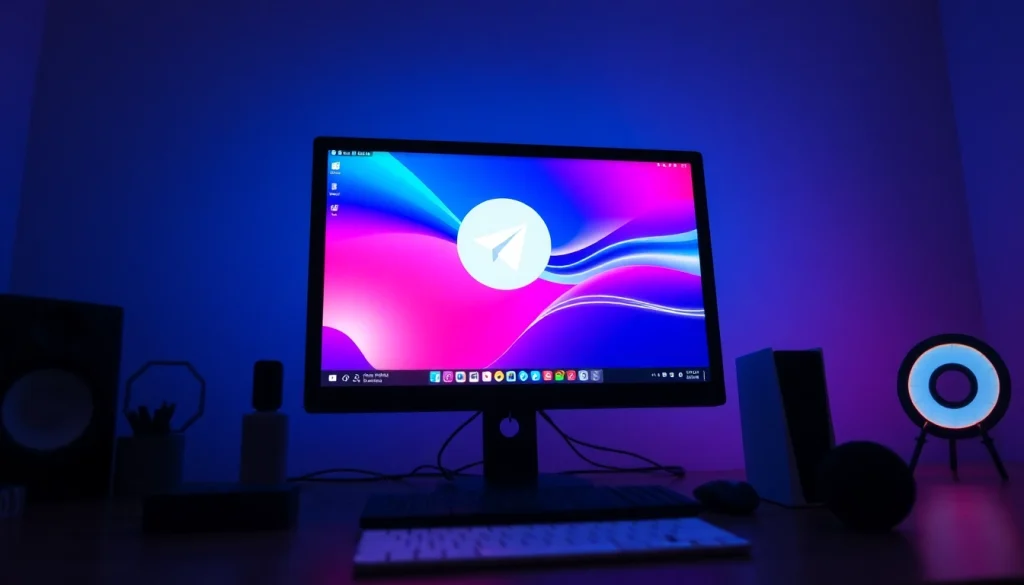 Engage with Telegram電腦版 on an innovative computer setup showcasing its sleek interface and functionalities.