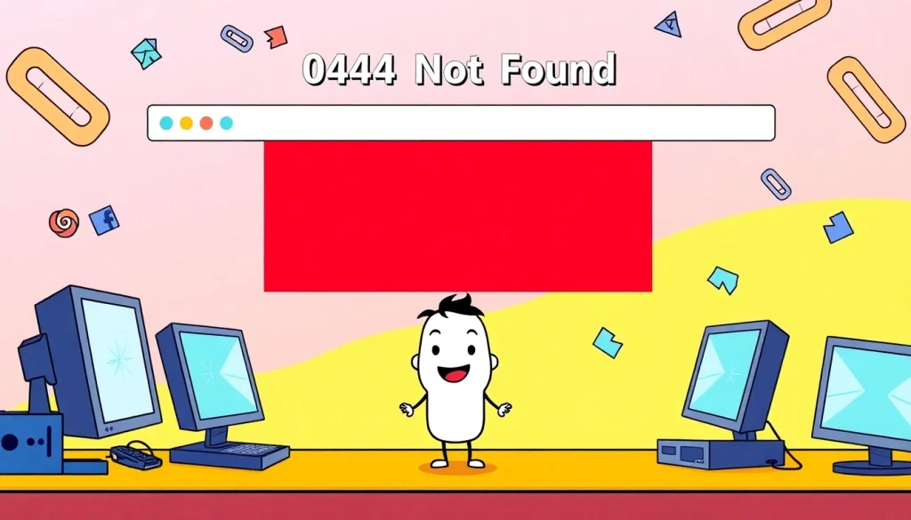 Encounter a playful 404 Not Found error with the line電腦版下載 character looking puzzled in vibrant colors.