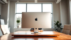 Buy Apple Pro Display with stunning clarity in a modern workspace setting.
