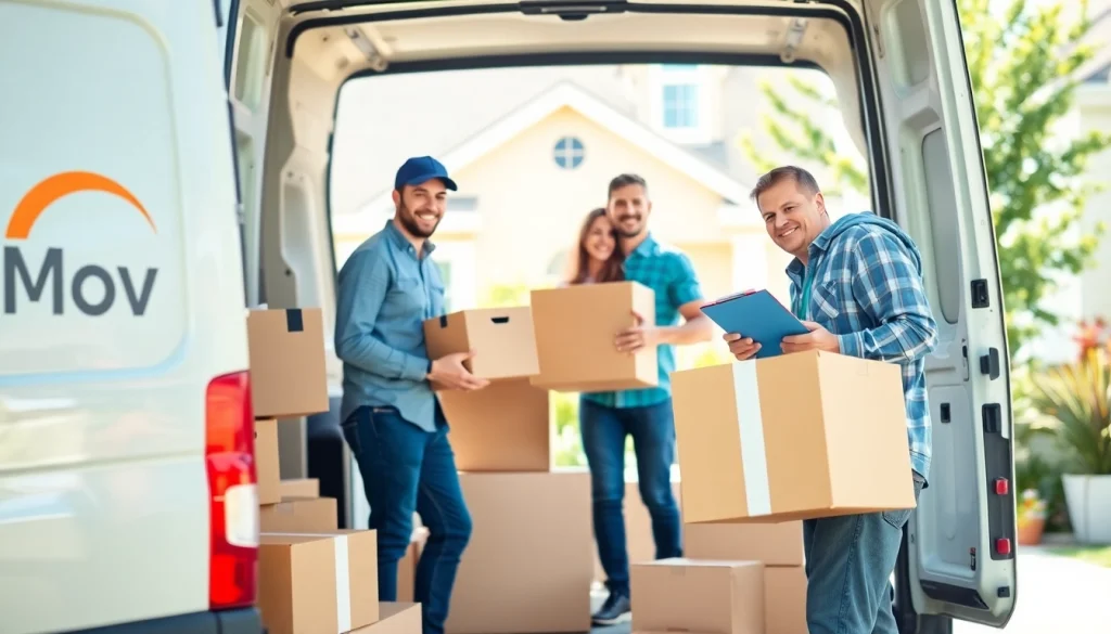 Moving company Canada team packing boxes in a bright, friendly environment, ensuring a stress-free move.