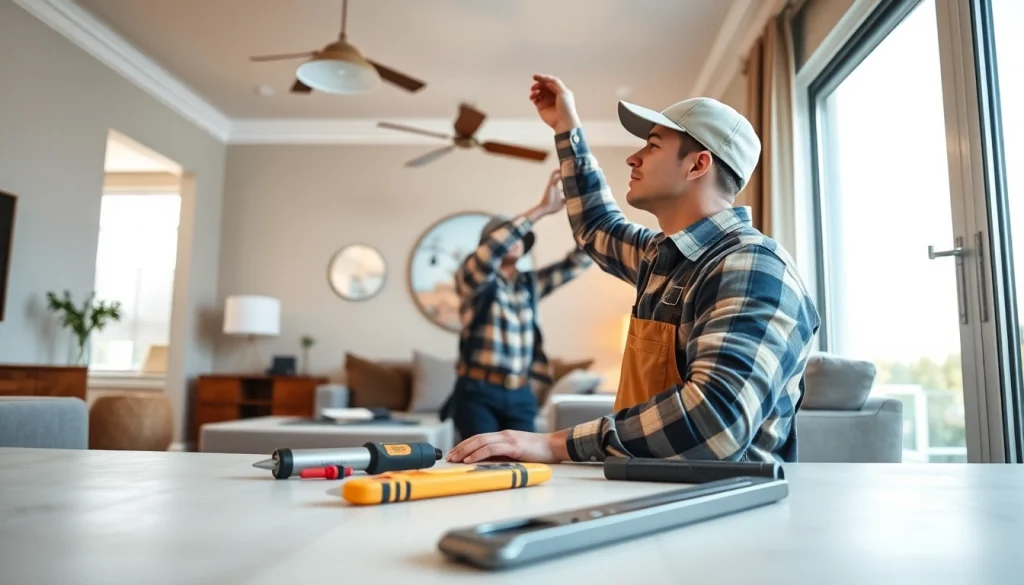 Electrical Contractor Clearwater installing lights in a modern home, showcasing expert service and craftsmanship.