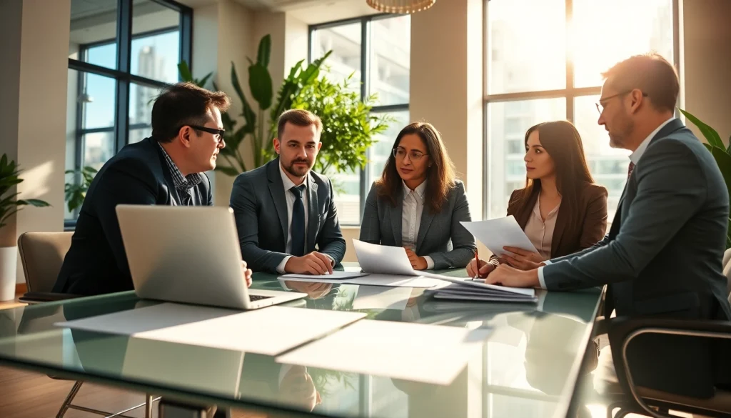 Quickplus Business Consultants collaborating to innovate business strategies in a modern workspace.