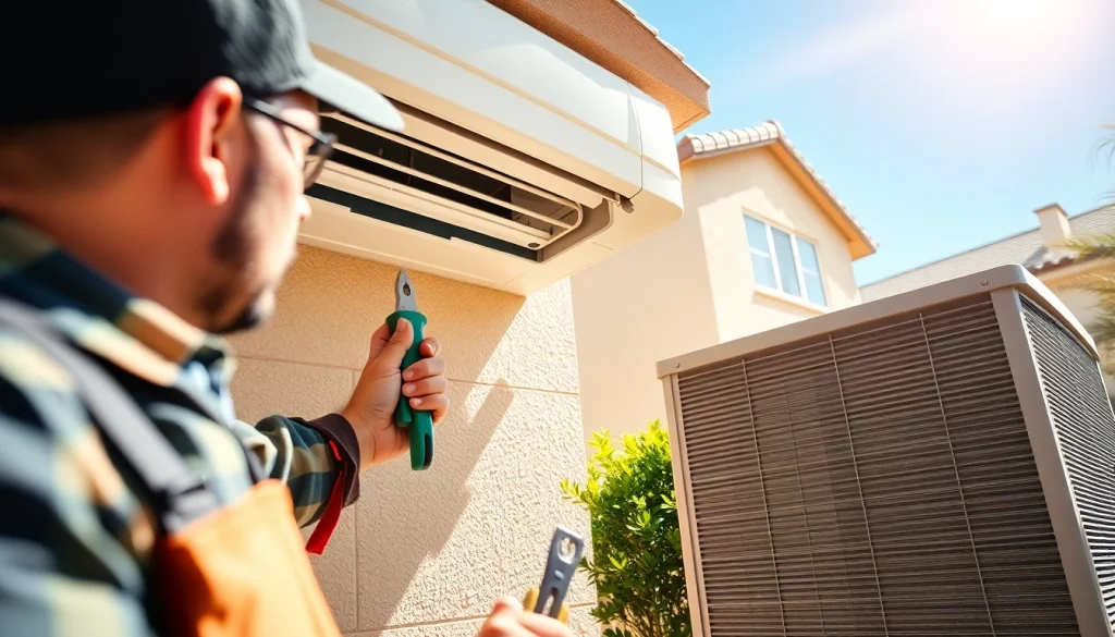 HVAC technician performing AC repair in Phoenix AZ, showcasing expertise and professional tools.