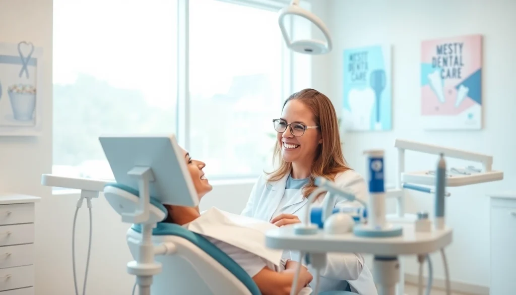 A professional dentist performing dental cleanings on a patient in a modern clinic.