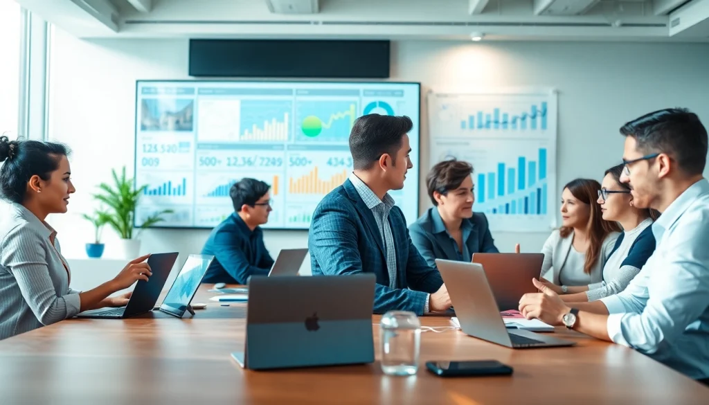 Enhance your competitive intelligence strategies with professionals analyzing data in a modern office.