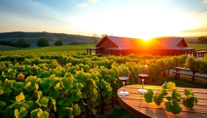 Experience Clarksburg wineries with scenic vineyard views and inviting tasting rooms at sunset.