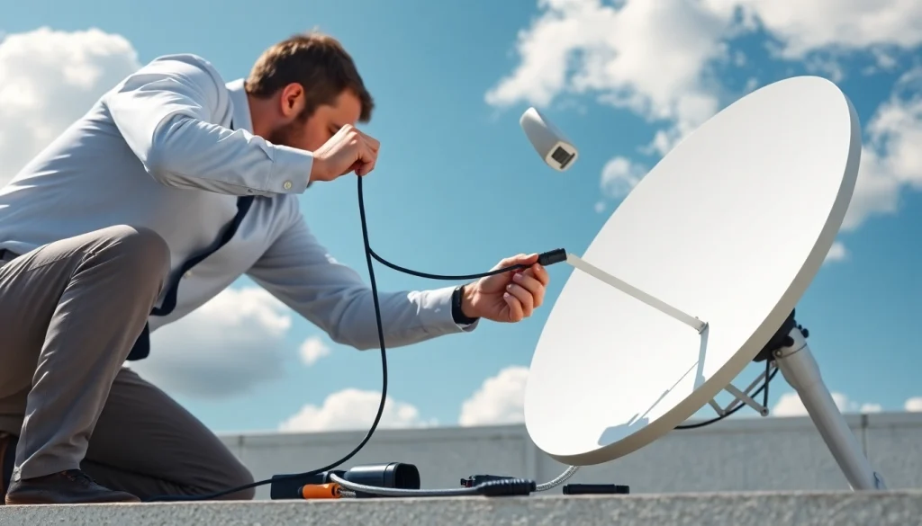 Connect a starlink mini 12v cable to enhance satellite dish performance with a technician's expertise.