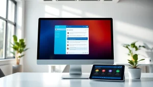 Engaging website chatbot interface demonstrated on a sleek computer, showcasing customer interactions.