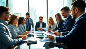 Showcasing Claymore Partners team collaborating in a bright and modern office environment.
