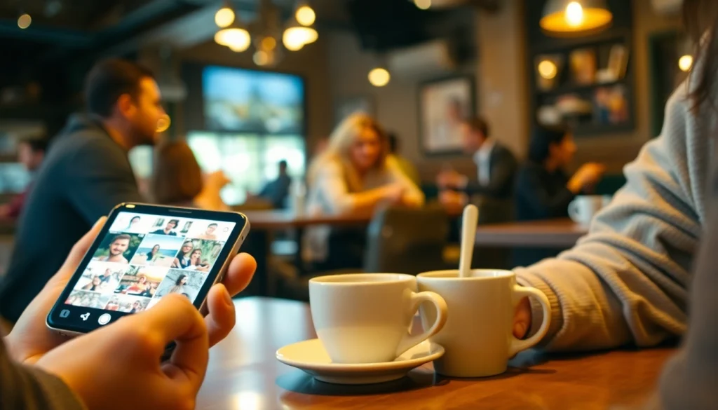 Engage with Instagram stories by viewing them anonymously on a phone in a cozy cafe.