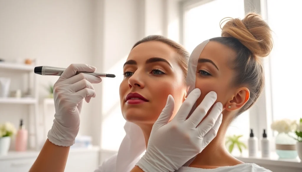 Captivating botox photos showcasing aesthetician evaluating skin quality and treatment options.