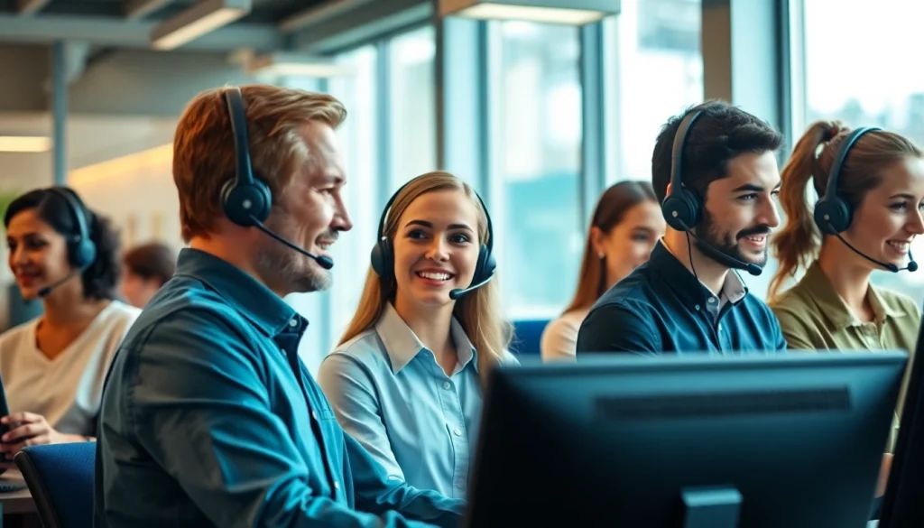 Delivering Best Outsourced Customer Service with a dedicated team in a modern office.