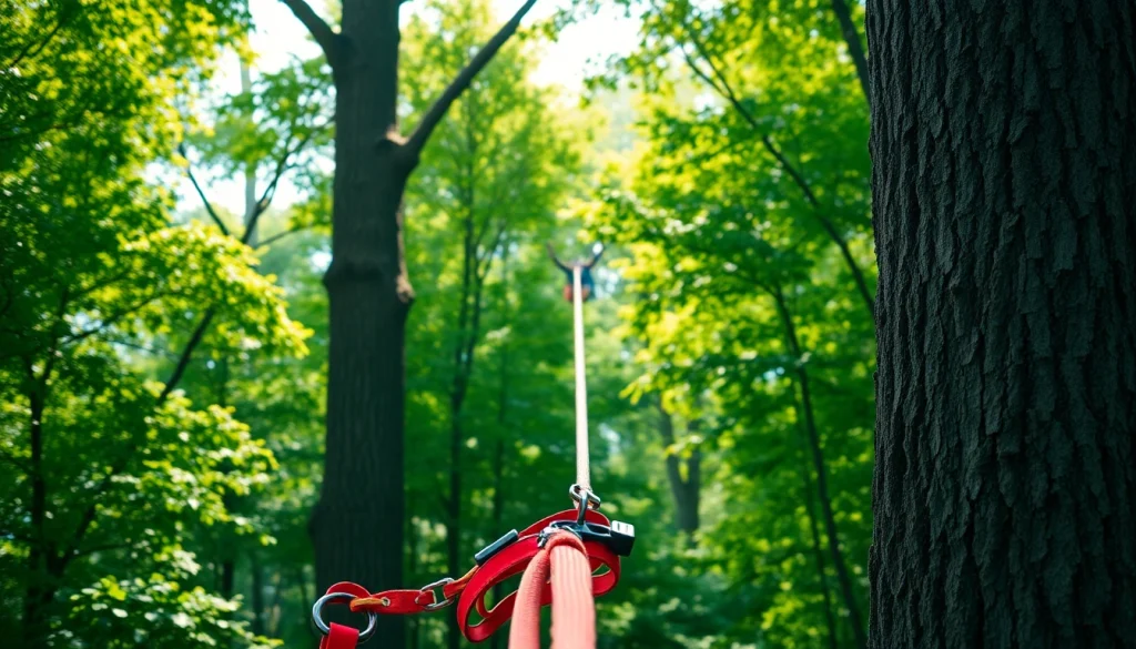 Engage in an exciting adventure with a well-equipped ZIP WIRE KIT in a vibrant forest setting.