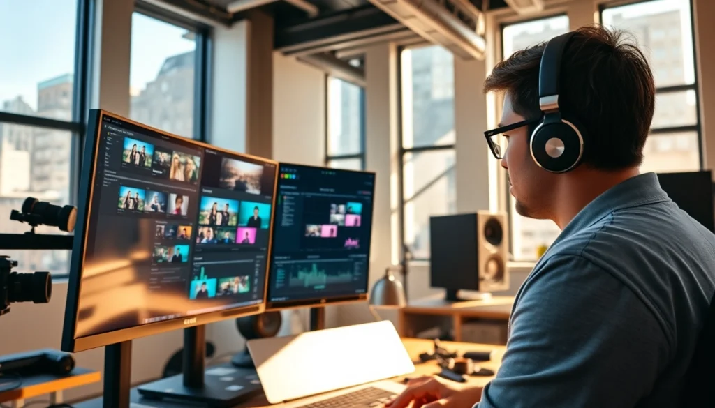Showcasing Editing Post Production Toronto in a professional video editing studio environment.