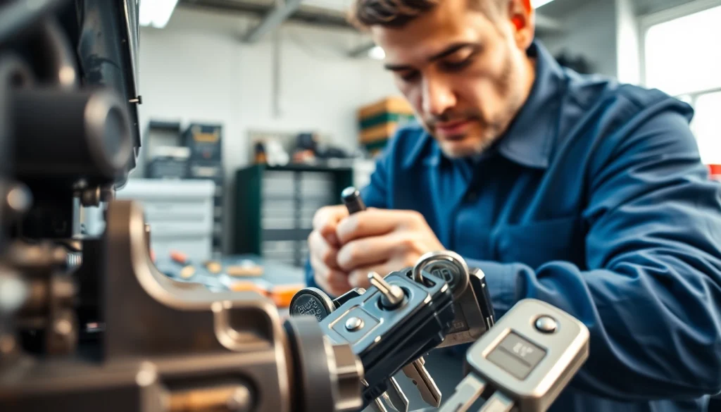 Crafting Replacement Car Keys with precision in an automotive workshop