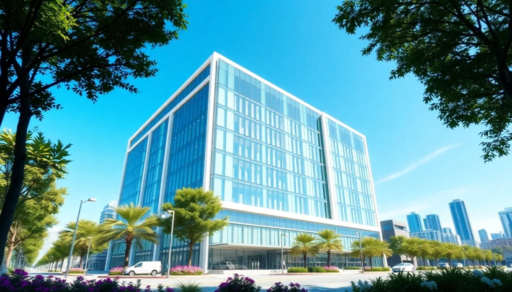 Erleben Sie die architektur visualisierung einer modernen urbanen Gebäudeansicht mit lebhaften Details.