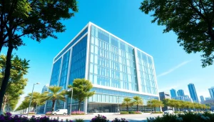 Erleben Sie die architektur visualisierung einer modernen urbanen Gebäudeansicht mit lebhaften Details.